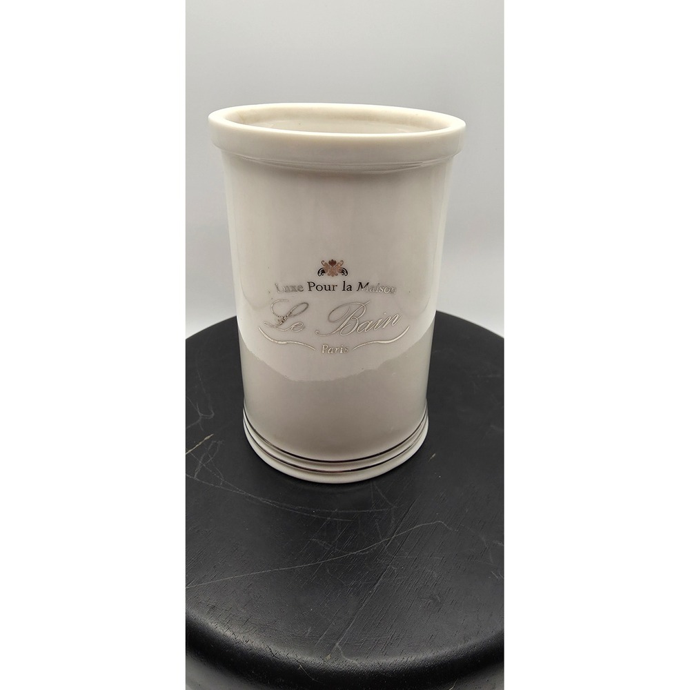 Le Bain Paris Ceramic Toothbrush Holder White Silver Luxe Pour la Maison Tumbler